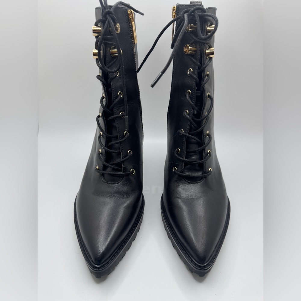 Michael Michael Kors Women’s Kyle Lace-Up Lug Sole Black/Brown Booties Size 8 - Picture 3 of 7